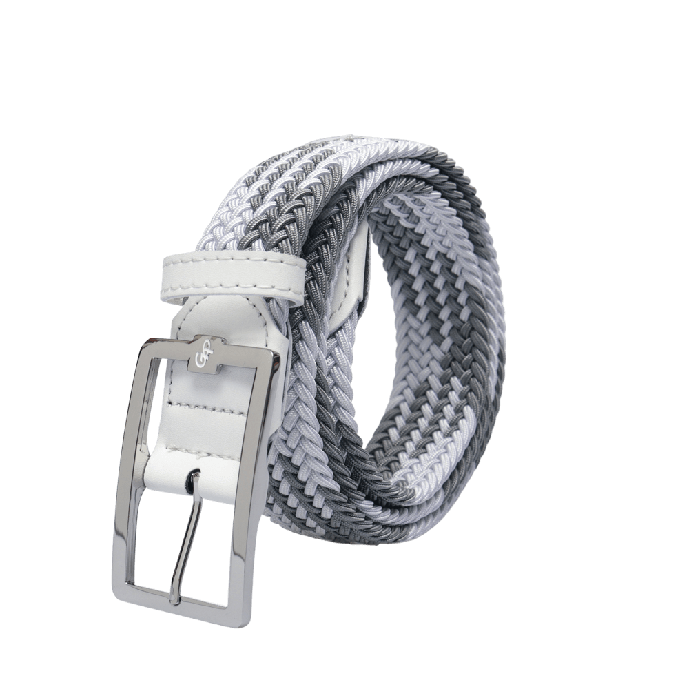 GoPlayer Men's Golf Elastic Belt (White and Gray)