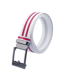 GoPlayer wide automatic buckle belt (white leather with double red stripes)