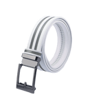 GoPlayer wide automatic buckle belt (white leather with double grey stripes)