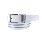 GoPlayer wide automatic buckle belt (white leather with double grey stripes)