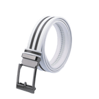 GoPlayer wide automatic buckle belt (white leather with double black stripes)