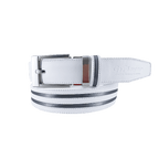 GoPlayer wide automatic buckle belt (white leather with double black stripes)
