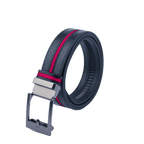 GoPlayer寬滑扣黑皮帶(紅織條)