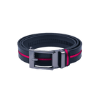 GoPlayer寬滑扣黑皮帶(紅織條)