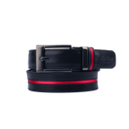 GoPlayer寬滑扣黑皮帶(紅織條)