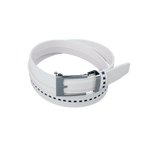 GoPlayer ワイド スライド バックル ホワイト ベルト (白黒チェックストライプ)