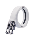 GoPlayer自動滑扣牛皮皮帶(白)