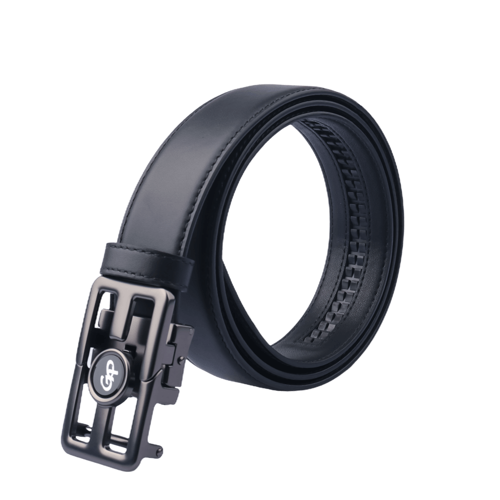 GoPlayer automatic slide buckle leather belt (black)