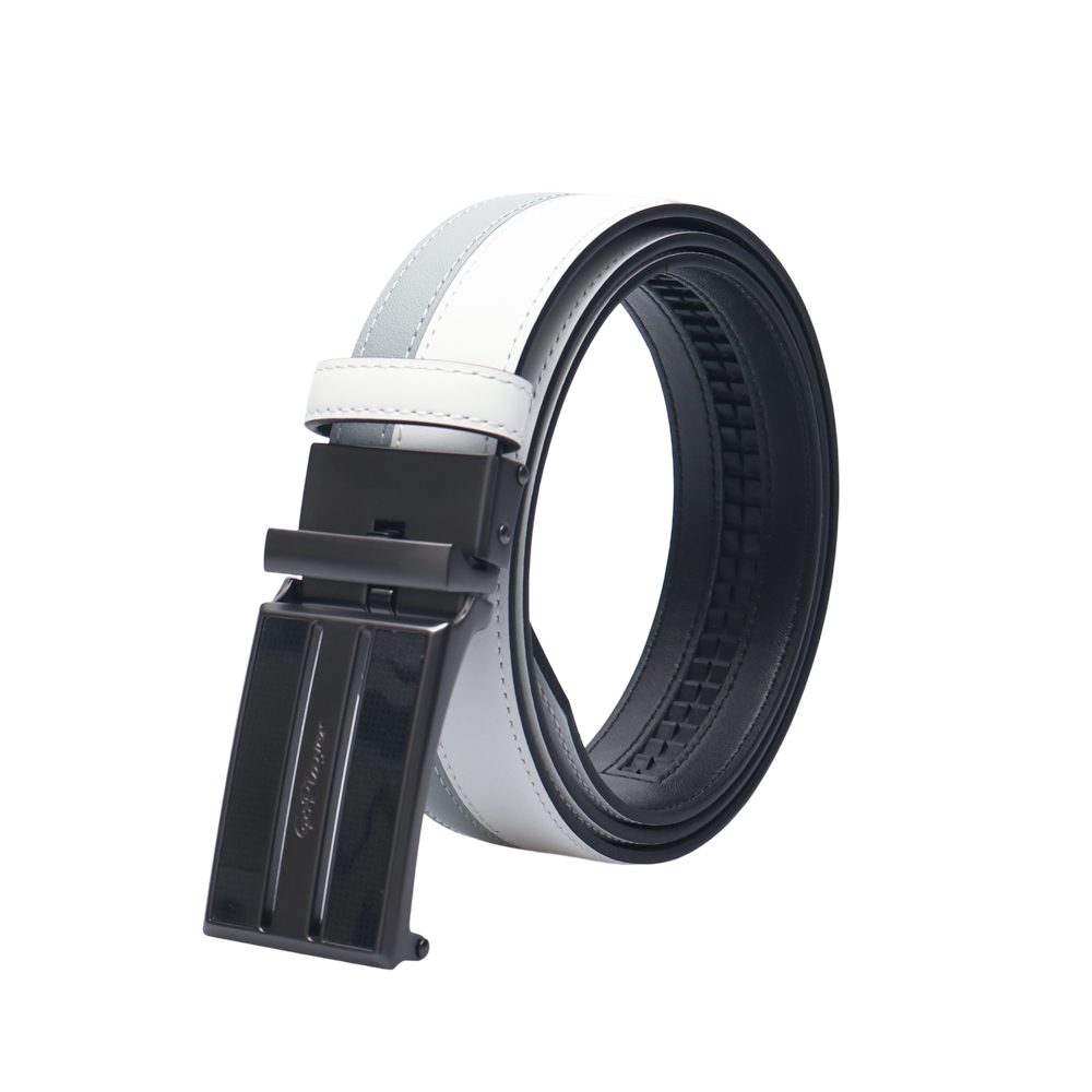 GoPlayer ツートン スライドバックル レザーベルト (ホワイト)
