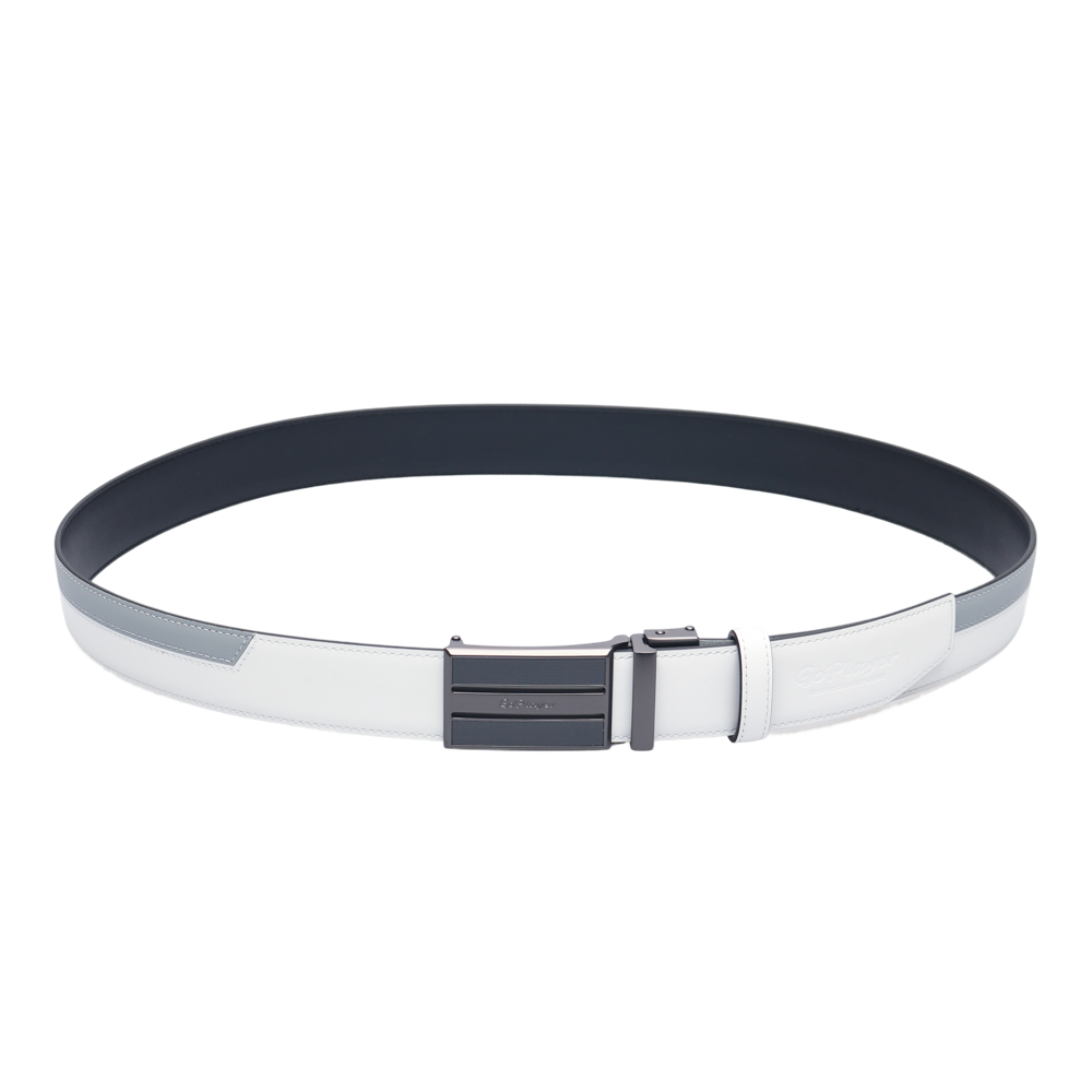 GoPlayer ツートン スライドバックル レザーベルト (ホワイト)