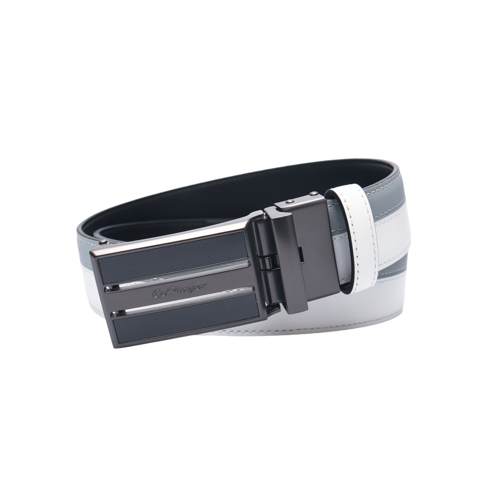 GoPlayer ツートン スライドバックル レザーベルト (ホワイト)