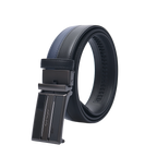 GoPlayer雙色滑扣牛皮皮帶(黑)