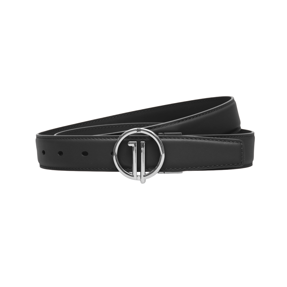 GoPlayer女平紋頭層牛皮皮帶(黑)