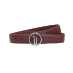 GoPlayer Women's Plain Grain Cowhide Leather Belt (Burgundy)