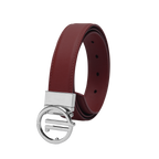 GoPlayer Women's Plain Grain Cowhide Leather Belt (Burgundy)