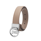 GoPlayer女平紋頭層牛皮皮帶(卡其)