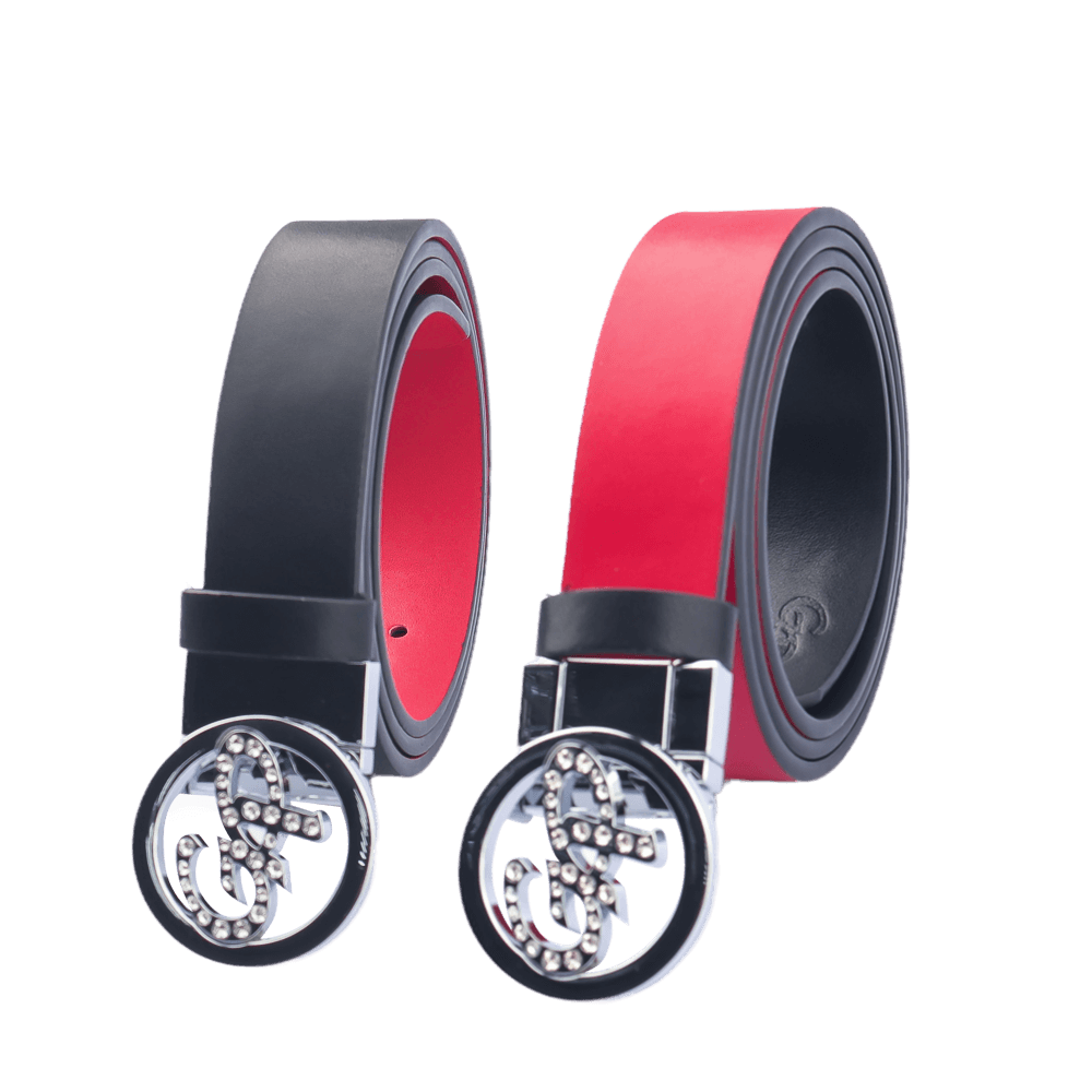 GoPlayer Women's Turnable Double-Sided Belt (Black and Red)