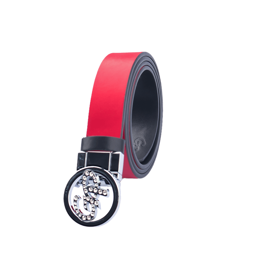 GoPlayer Women's Turnable Double-Sided Belt (Black and Red)