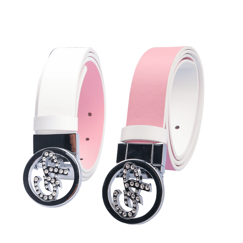 GoPlayer Women's Turnable Double-Sided Belt (White Pink)