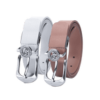 GoPlayer レディース ホースシューバックル ゴルフベルト (ホワイト)