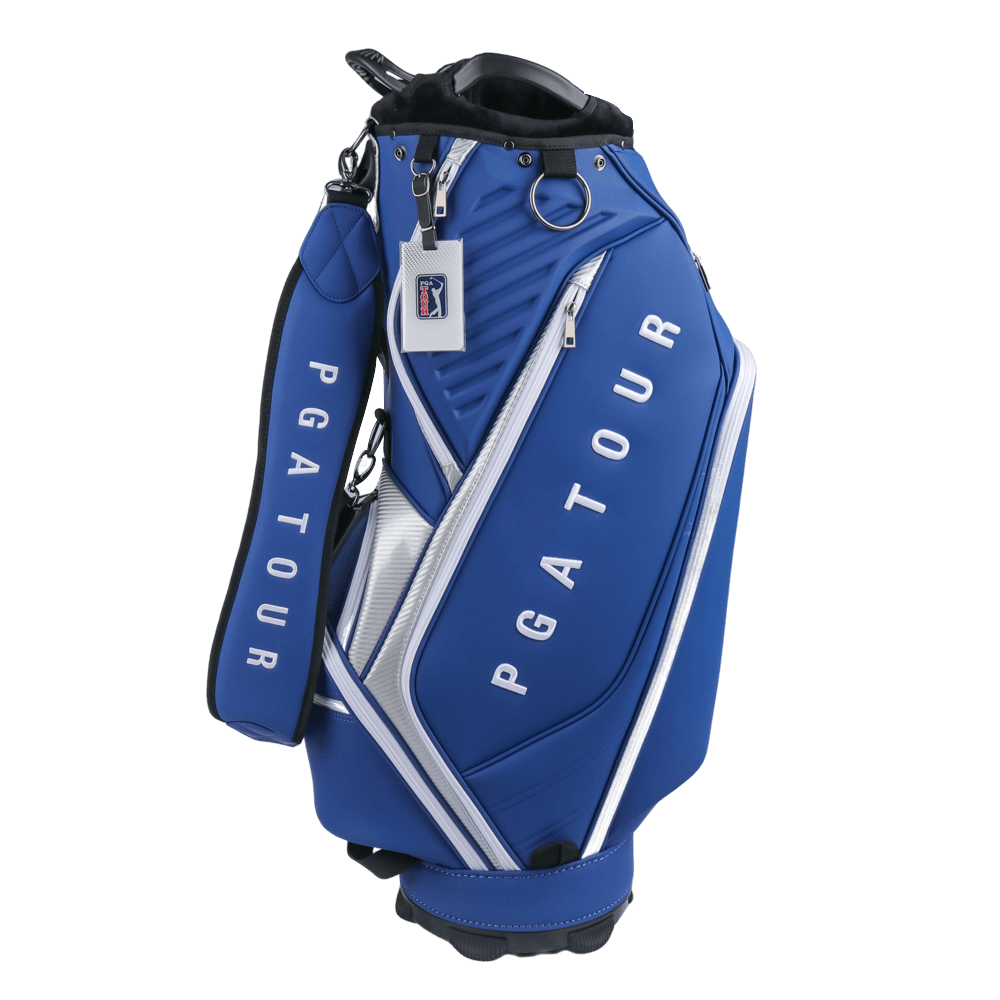 PGA TOUR 5-hole frosted leather pole bag (navy blue)