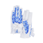 PGA TOUR Women's Golf Fingerless Bow Gloves (White and Blue)