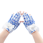 PGA TOUR Women's Golf Fingerless Bow Gloves (White and Blue)