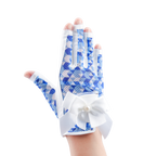 PGA TOUR Women's Golf Fingerless Bow Gloves (White and Blue)