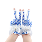 PGA TOUR Women's Golf Fingerless Bow Gloves (White and Blue)