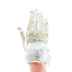 PGA TOUR Women's Golf Fingerless Bow Gloves (White and Green)