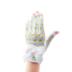 PGA TOUR Women's Golf Fingerless Bow Gloves (White and Green)