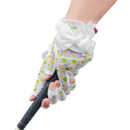 PGA TOUR Women's Golf Fingerless Bow Gloves (White and Green)