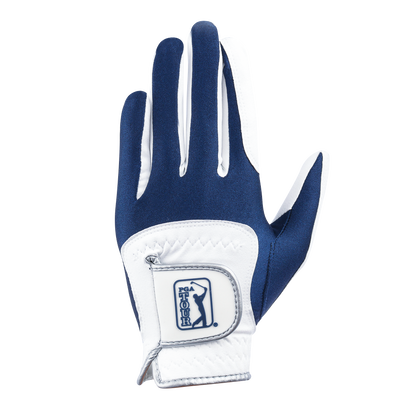 PGA Men's Golf Elastic Non-slip Gloves (White and Dark Blue)