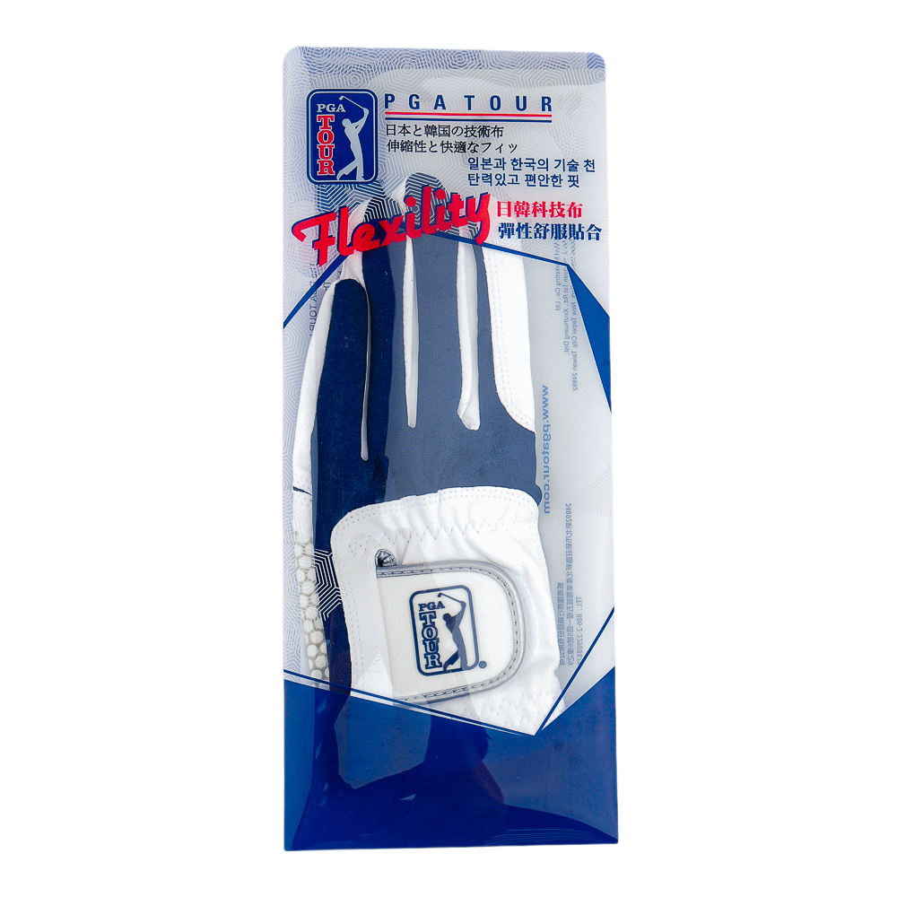 PGA Men's Golf Elastic Non-slip Gloves (White and Dark Blue)