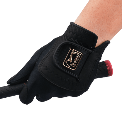 PGA men's golf elastic cloth non-slip gloves (black gold)