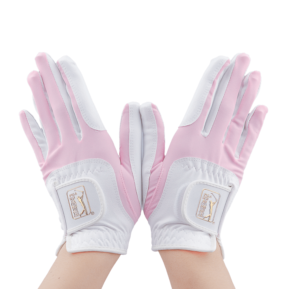 PGA women's golf elastic cloth non-slip gloves (white powder)
