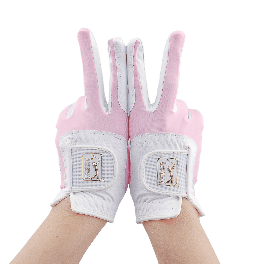 PGA women's golf elastic cloth non-slip gloves (white powder)