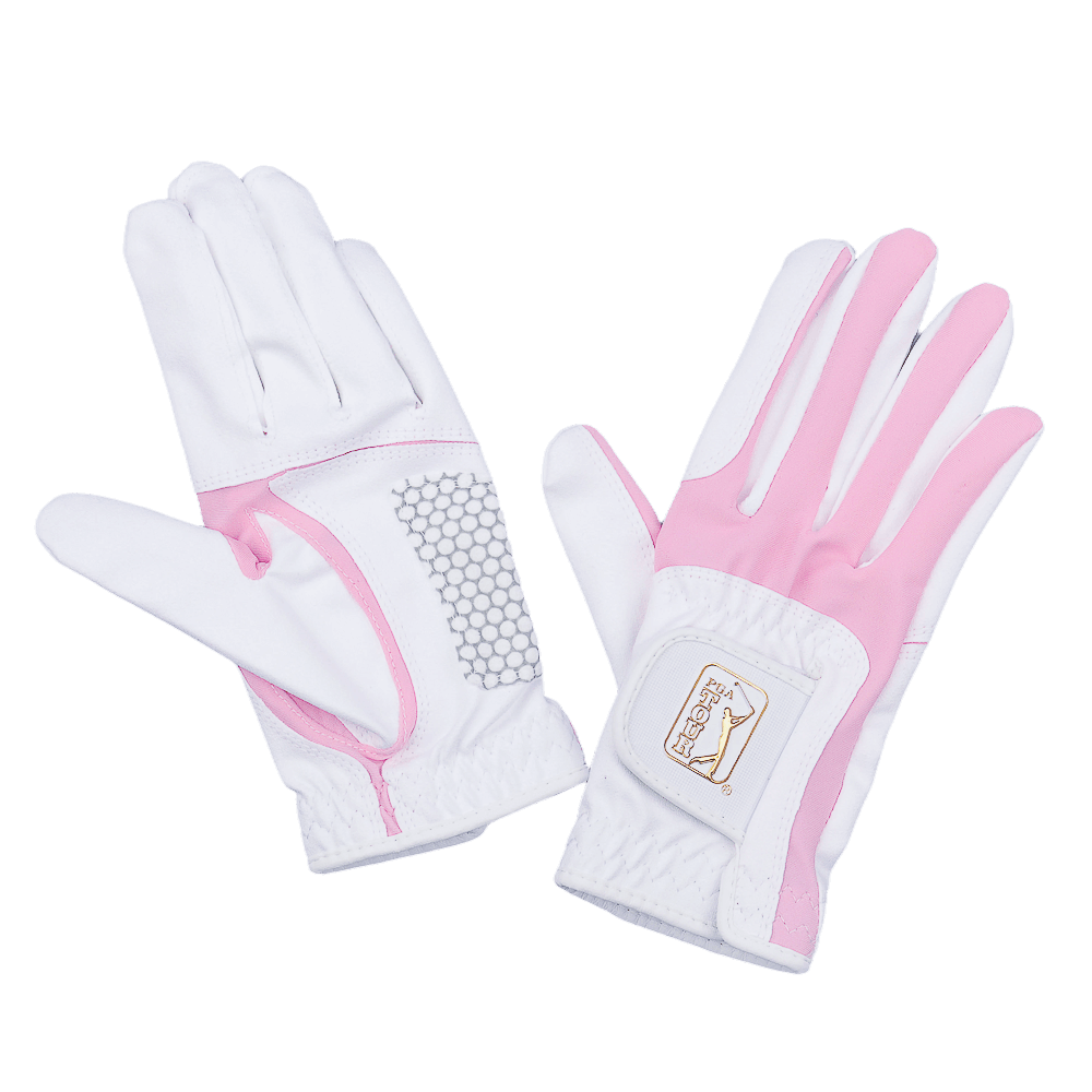 PGA women's golf elastic cloth non-slip gloves (white powder)
