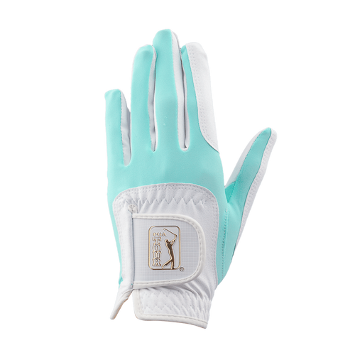 PGA女高爾夫彈性布防滑手套(白綠)