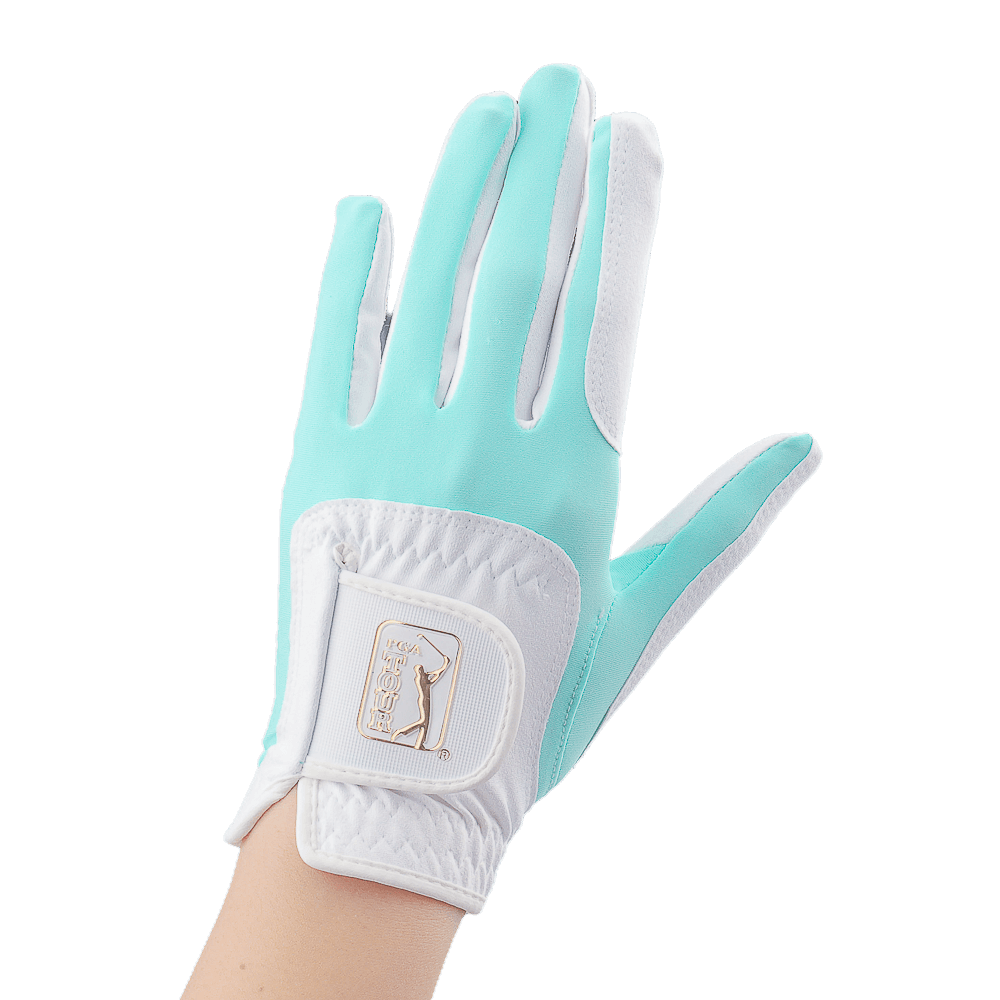 PGA women's golf elastic cloth non-slip gloves (white and green)