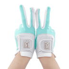 PGA women's golf elastic cloth non-slip gloves (white and green)