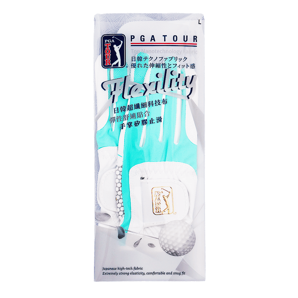 PGA women's golf elastic cloth non-slip gloves (white and green)