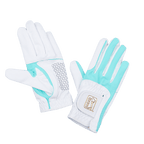PGA women's golf elastic cloth non-slip gloves (white and green)