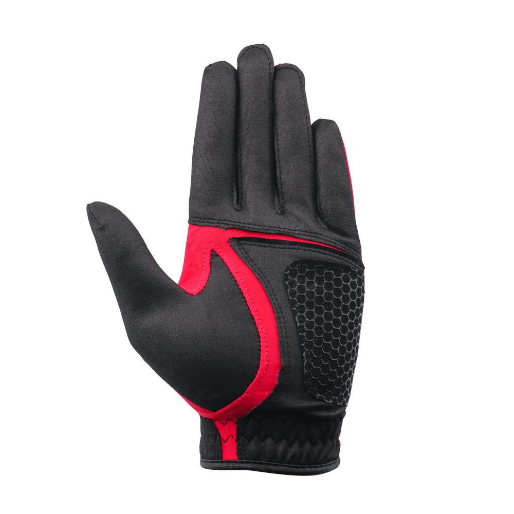 PGA men's golf elastic cloth non-slip gloves (black and red)