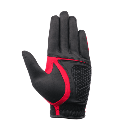 PGA men's golf elastic cloth non-slip gloves (black and red)