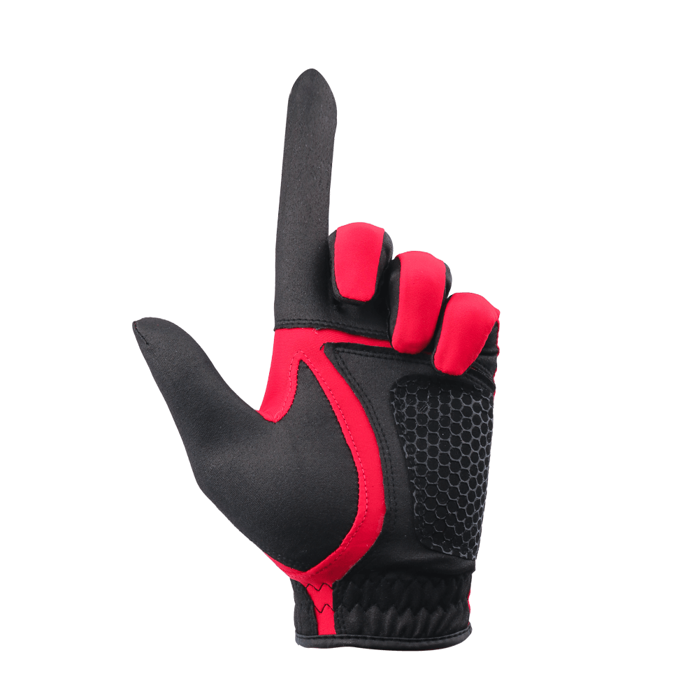 PGA men's golf elastic cloth non-slip gloves (black and red)