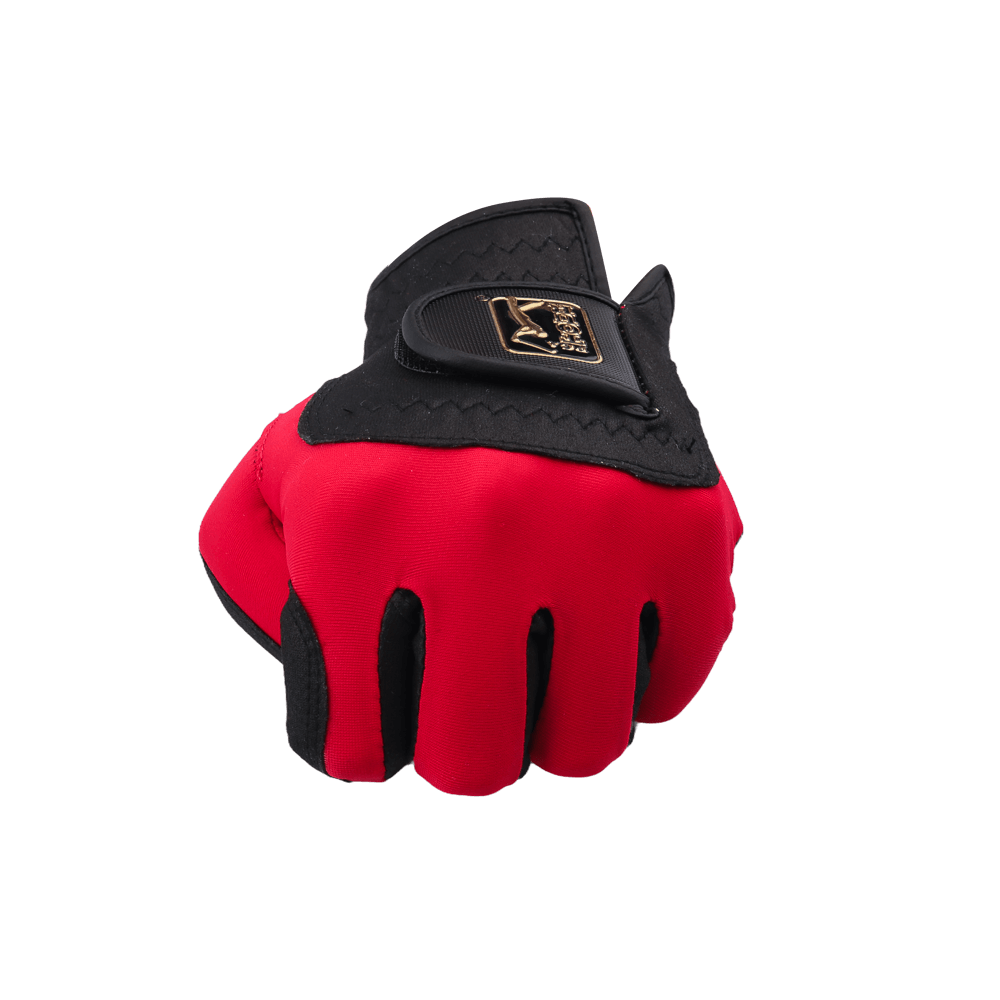 PGA men's golf elastic cloth non-slip gloves (black and red)