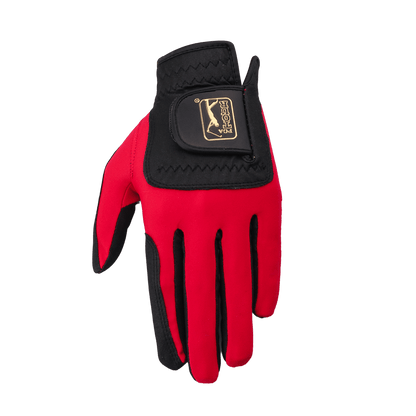 PGA men's golf elastic cloth non-slip gloves (black and red)