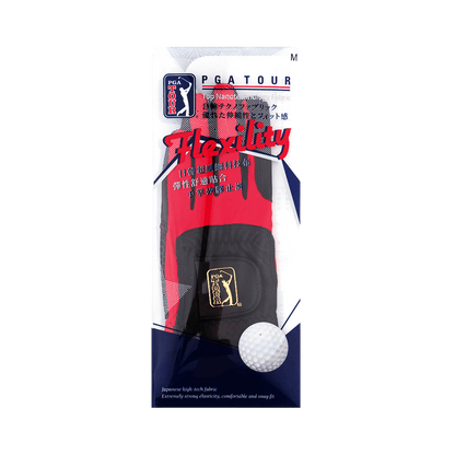 PGA men's golf elastic cloth non-slip gloves (black and red)