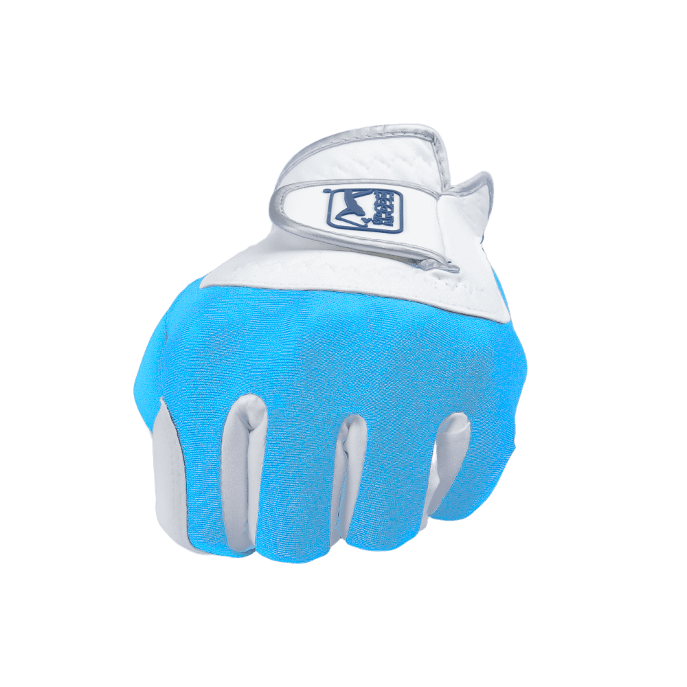 PGA children's golf elastic cloth non-slip gloves (white and light blue)